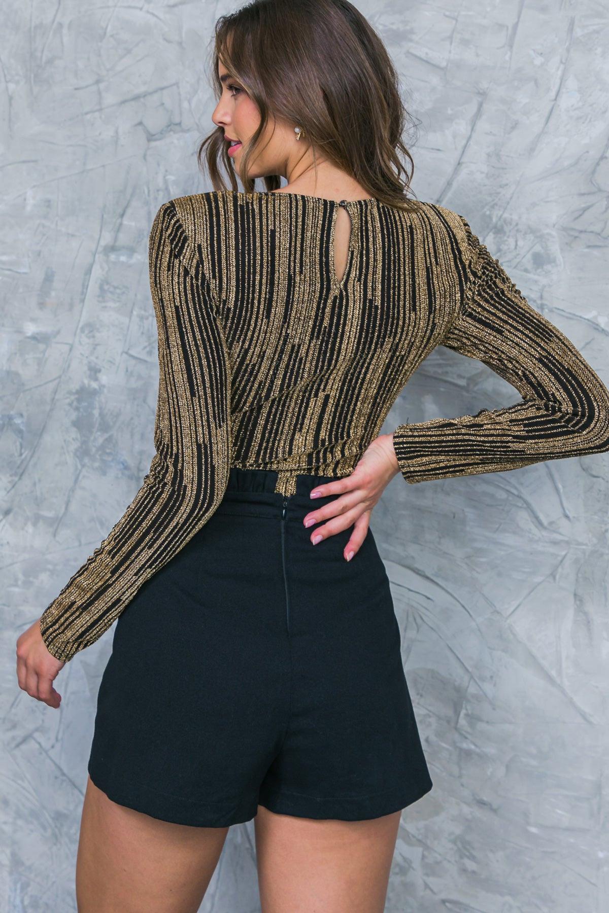 Wishing For You Bodysuit With Round Neckline Keyhole Back Snap Closure
