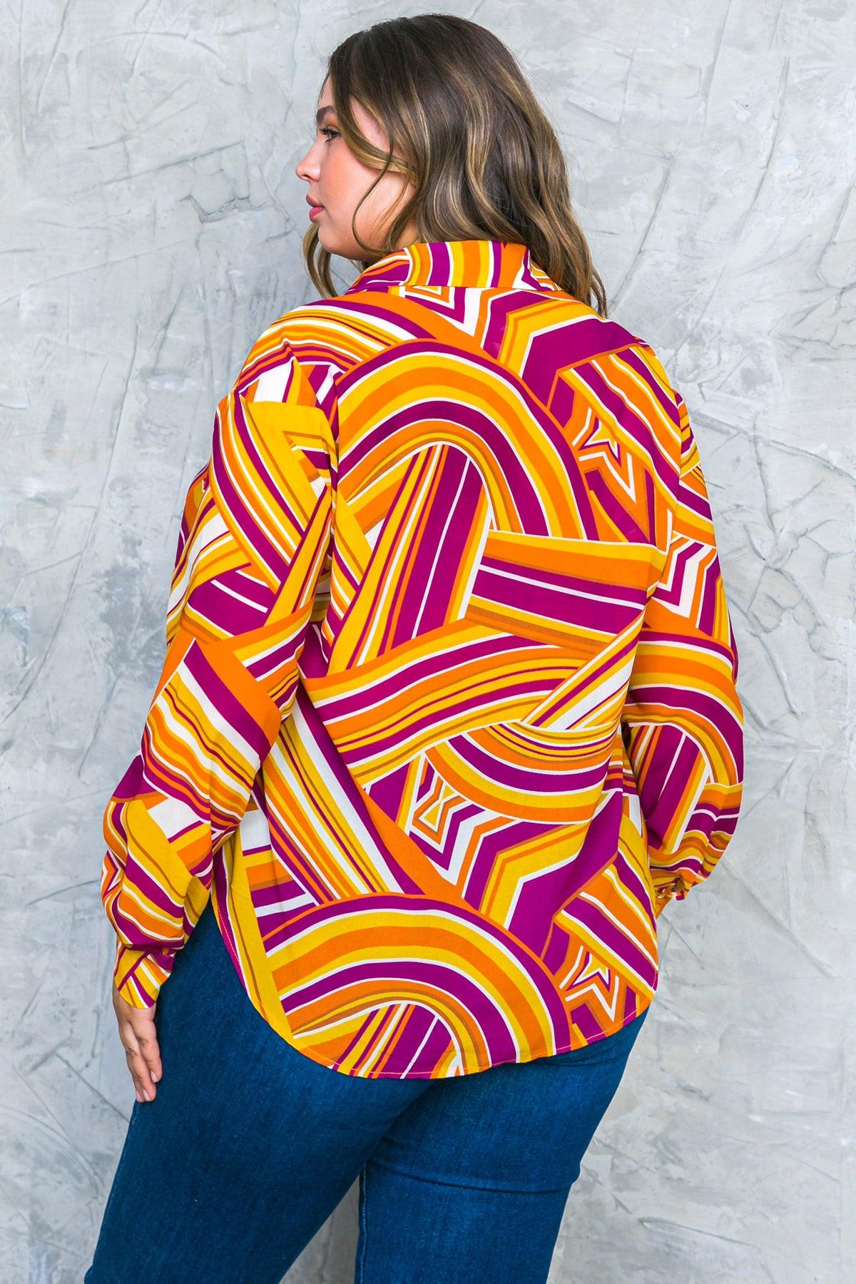 Lively Cham Woven Top Button Down With Shirt Collar