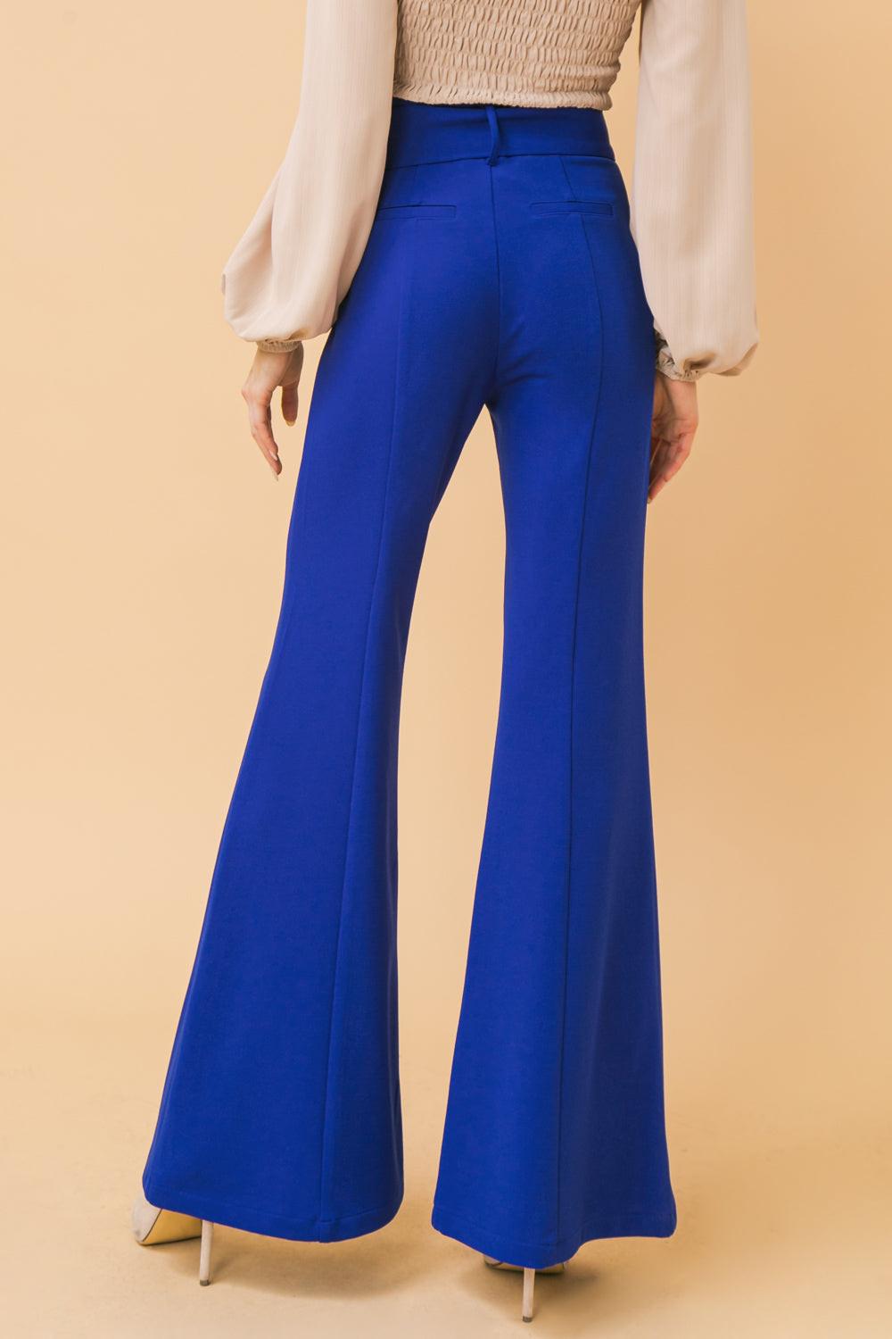Countdown The Hours Woven Bell Bottom Flared Pants With Self Belt And Pockets