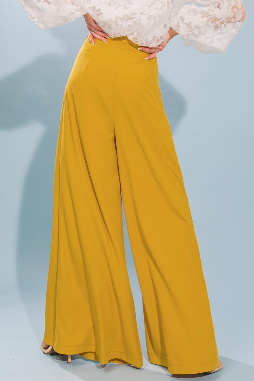 Love And Beyond Woven Pants With Inverted Pleat Front And Self Tie Wide Leg