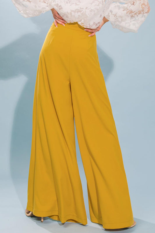 Love And Beyond Woven Pants With Inverted Pleat Front And Self Tie Wide Leg