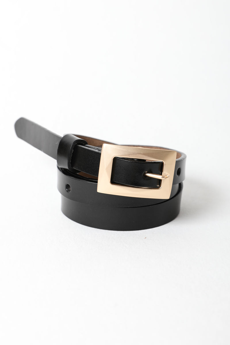Gold Buckle Skinny Belt – Chic and Elegant-Soul Flow Apparel