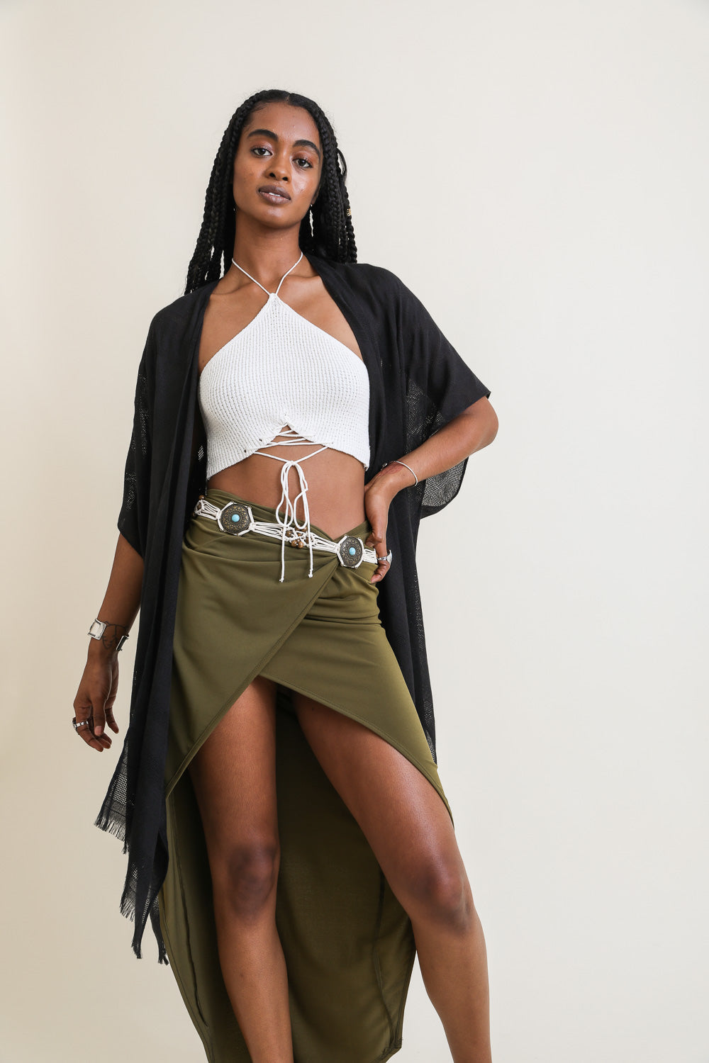 Diamond Embroidered Kimono-Soul Flow Apparel