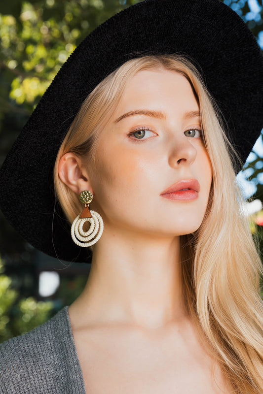 Bohemian Dream Rattan Circle Drop Earrings-Soul Flow Apparel