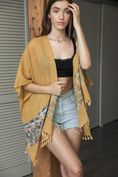 Embroidered Geometric Kimono-Soul Flow Apparel