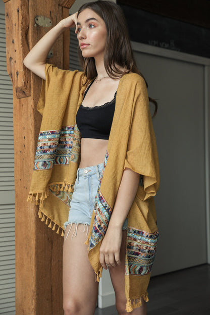 Embroidered Geometric Kimono-Soul Flow Apparel