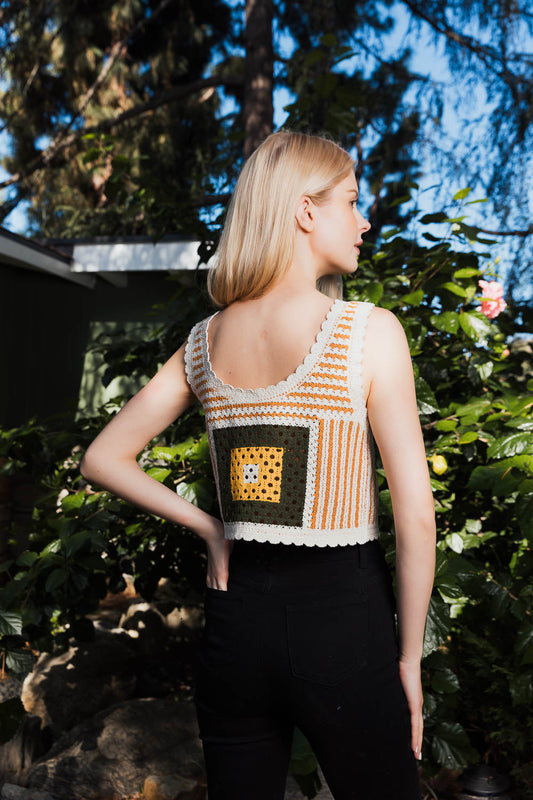 Bohemian Fusion Multi-Patterned Crochet Stitched Top-Soul Flow Apparel
