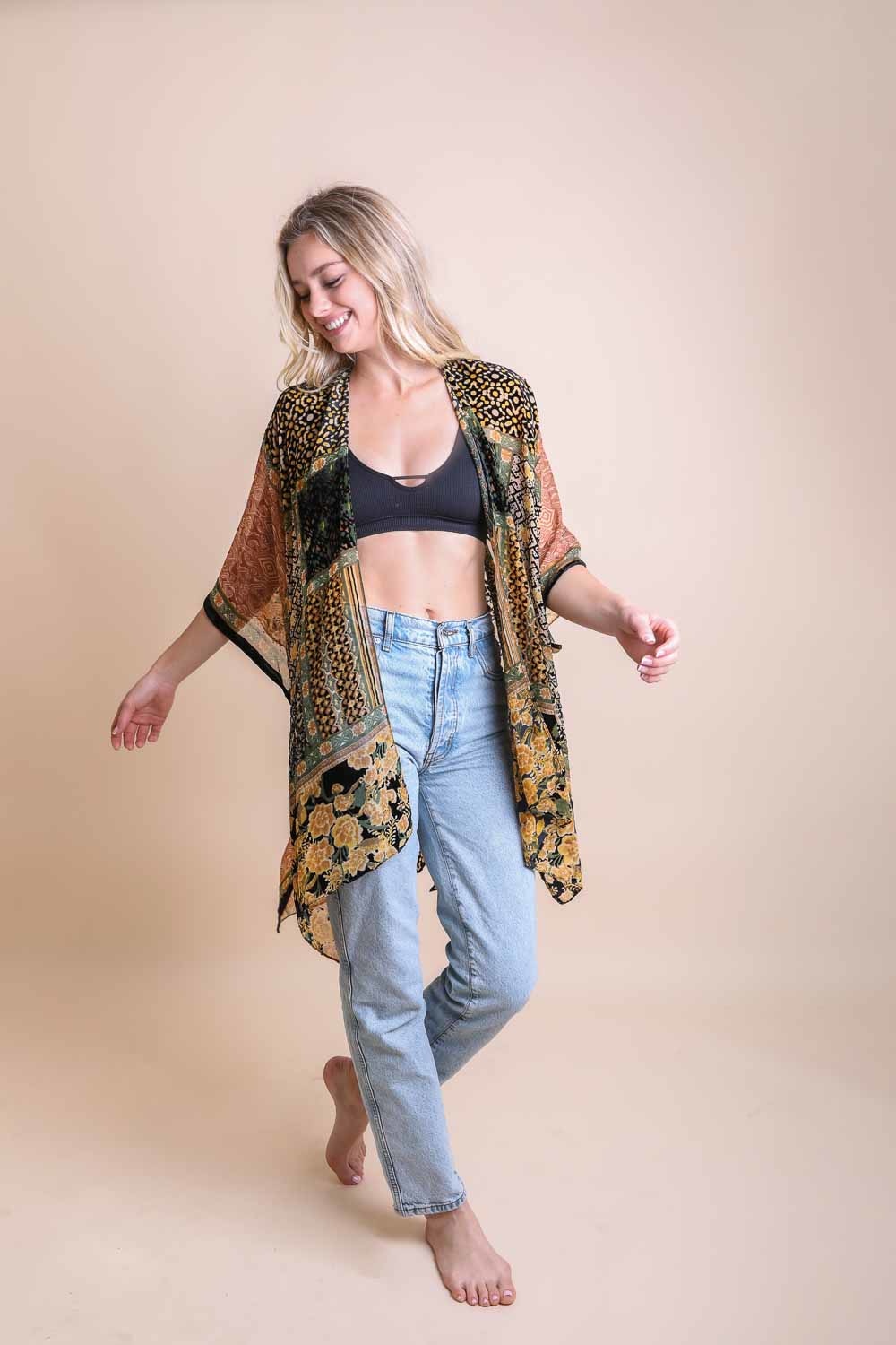 Bohemian Burnout Velvet Kimono-Soul Flow Apparel