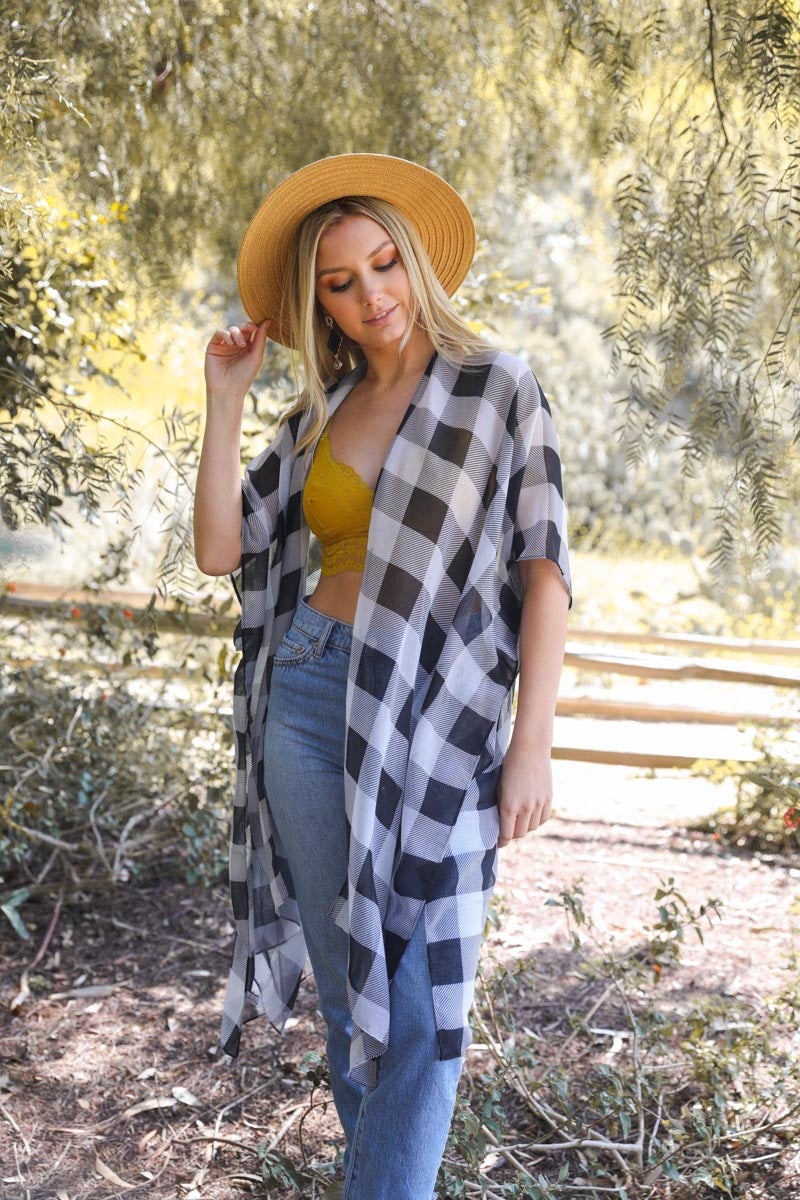 Lightweight Buffalo Check Kimono-Soul Flow Apparel