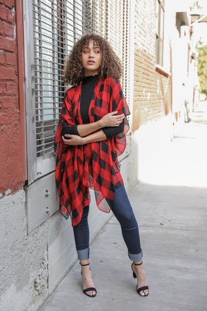 Classic Buffalo Check Kimono-Soul Flow Apparel