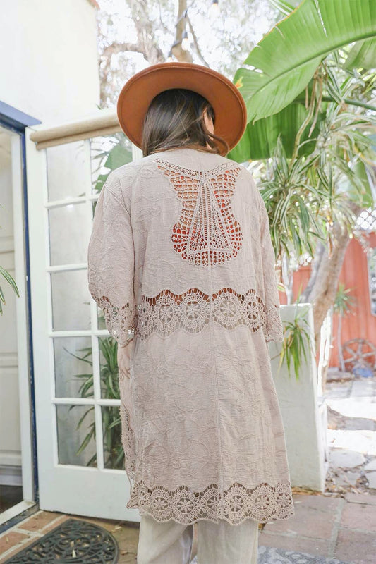 Crochet Open Patch Kimono-Soul Flow Apparel