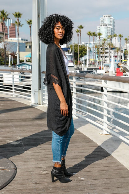 Sunshine Crochet Lace Trim Kimono-Soul Flow Apparel