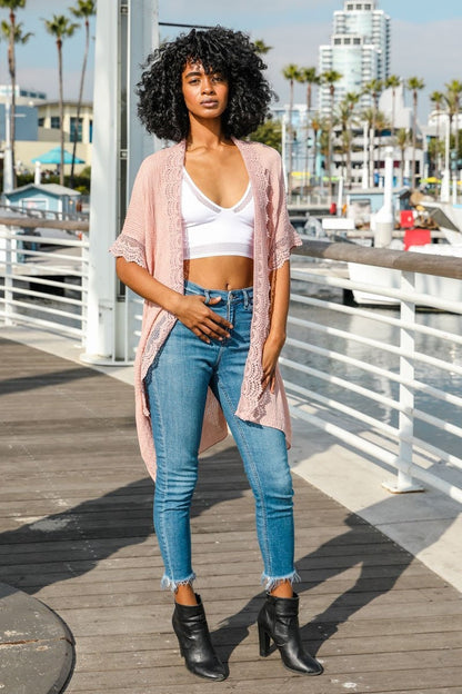 Sunshine Crochet Lace Trim Kimono-Soul Flow Apparel