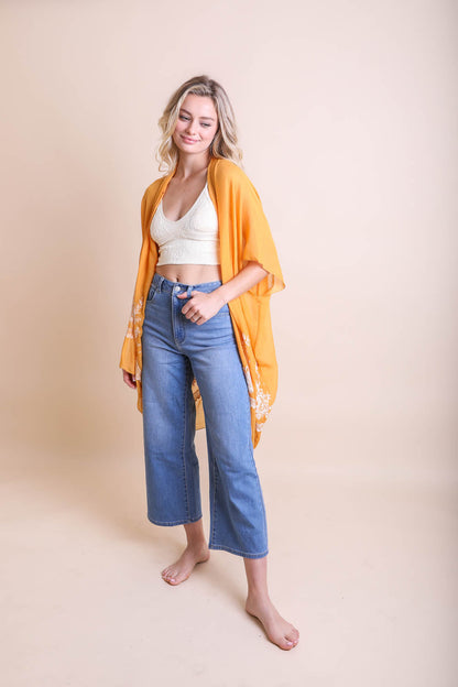 Chic Embroidered Kimono – Sophisticated Floral Design-Soul Flow Apparel