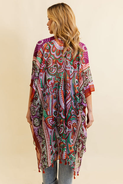 Free Spirit Cinched Sleeve Paisley Kimono Leto Collection