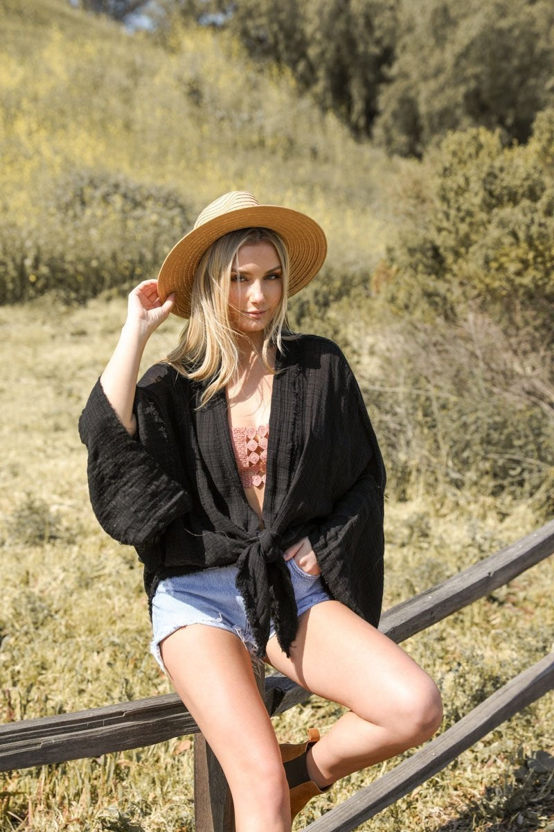 Flounce Sleeve Kimono Wrap-Soul Flow Apparel