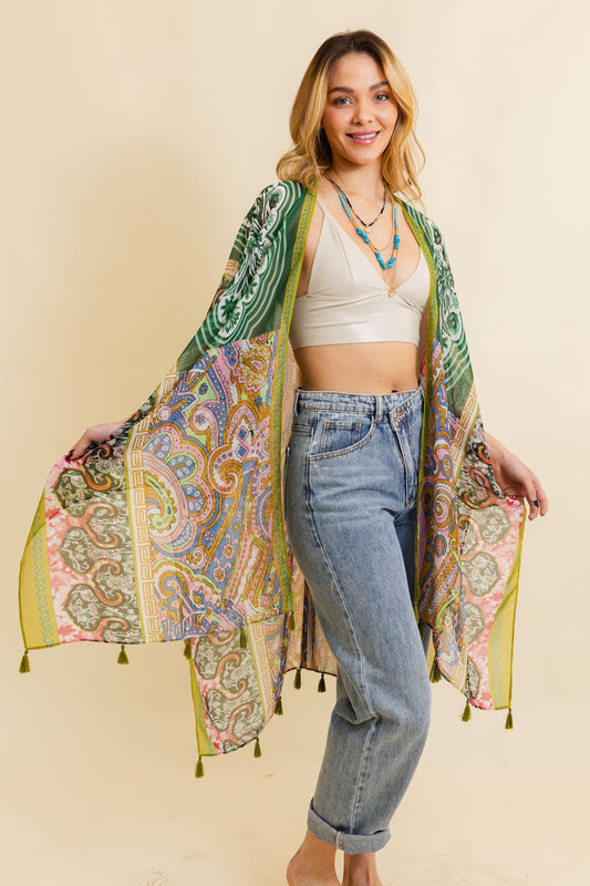 Soul Flow Apparel | Boho Free Spirit Cinched Sleeve Paisley Kimono