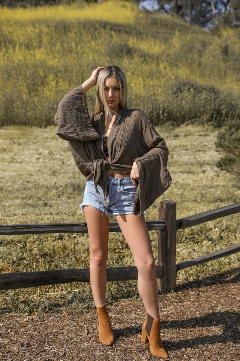 Flounce Sleeve Kimono Wrap-Soul Flow Apparel