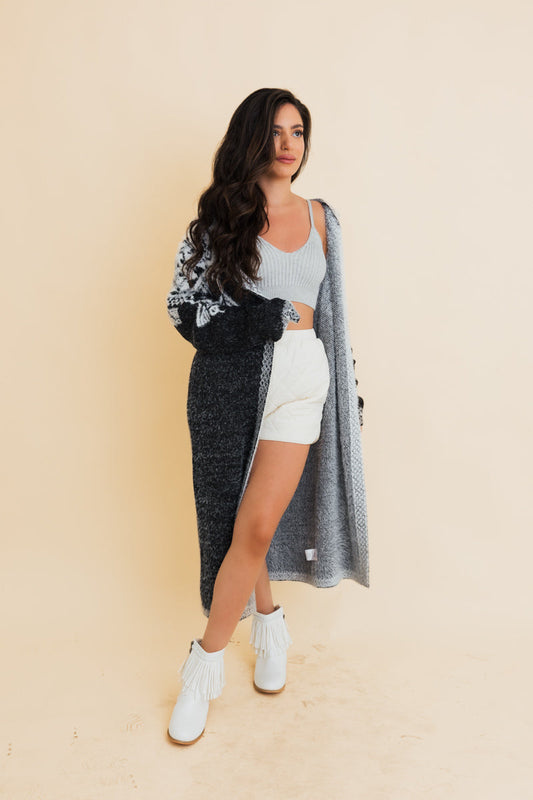 Leto Collection boho hooded knit cardigan featuring a stylish design for a chic look
