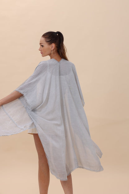 Lightweight Crochet Trim Boho Kimono Cardigan-Soul Flow Apparel