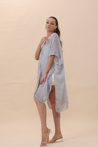 Lightweight Crochet Trim Boho Kimono Cardigan-Soul Flow Apparel