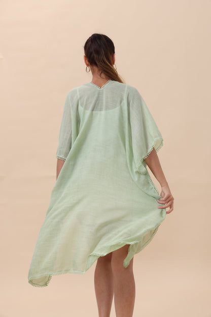 Lightweight Crochet Trim Boho Kimono Cardigan-Soul Flow Apparel