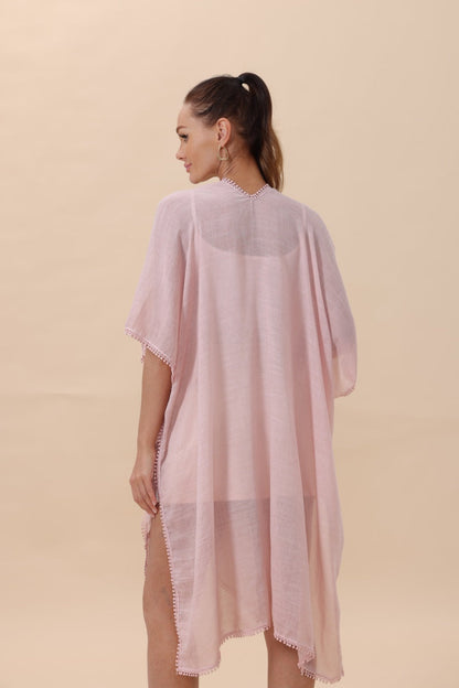 Lightweight Crochet Trim Boho Kimono Cardigan-Soul Flow Apparel