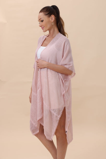 Lightweight Crochet Trim Boho Kimono Cardigan-Soul Flow Apparel