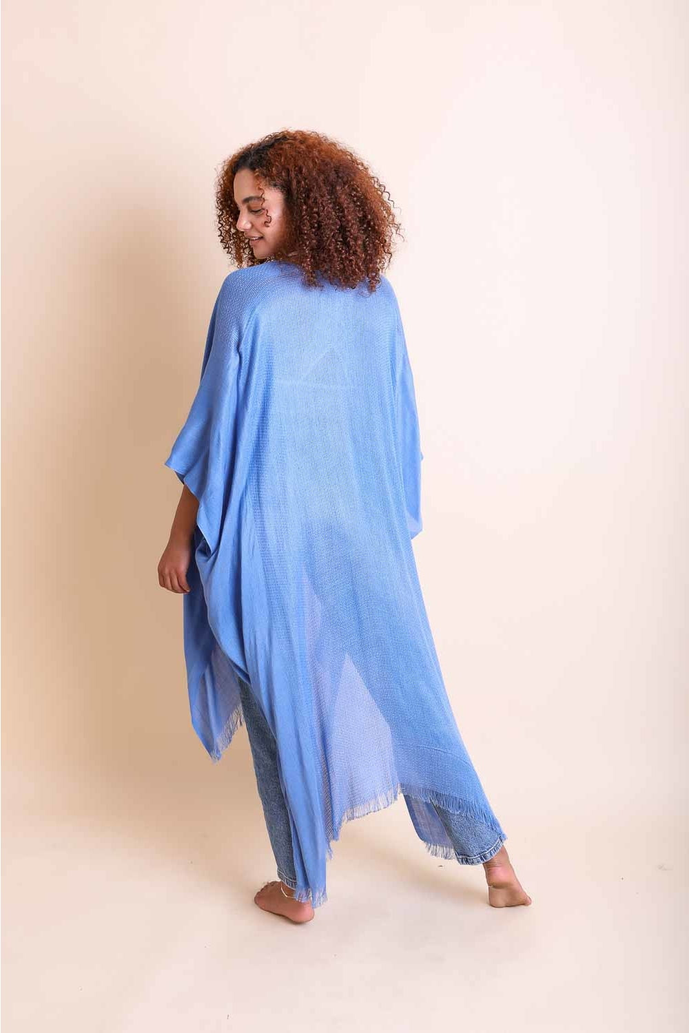 Frayed Trim Kimono-Soul Flow Apparel