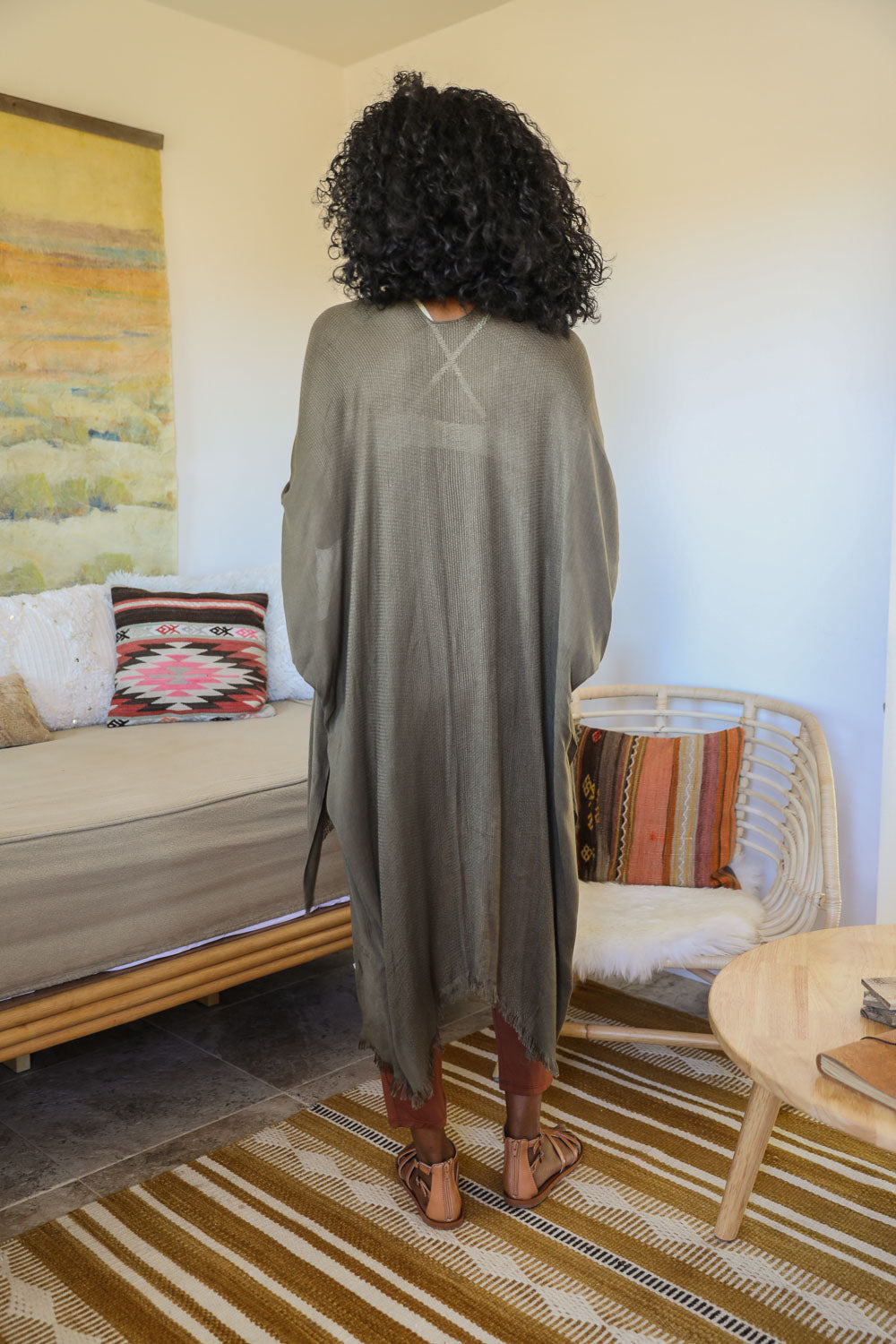Frayed Trim Kimono-Soul Flow Apparel