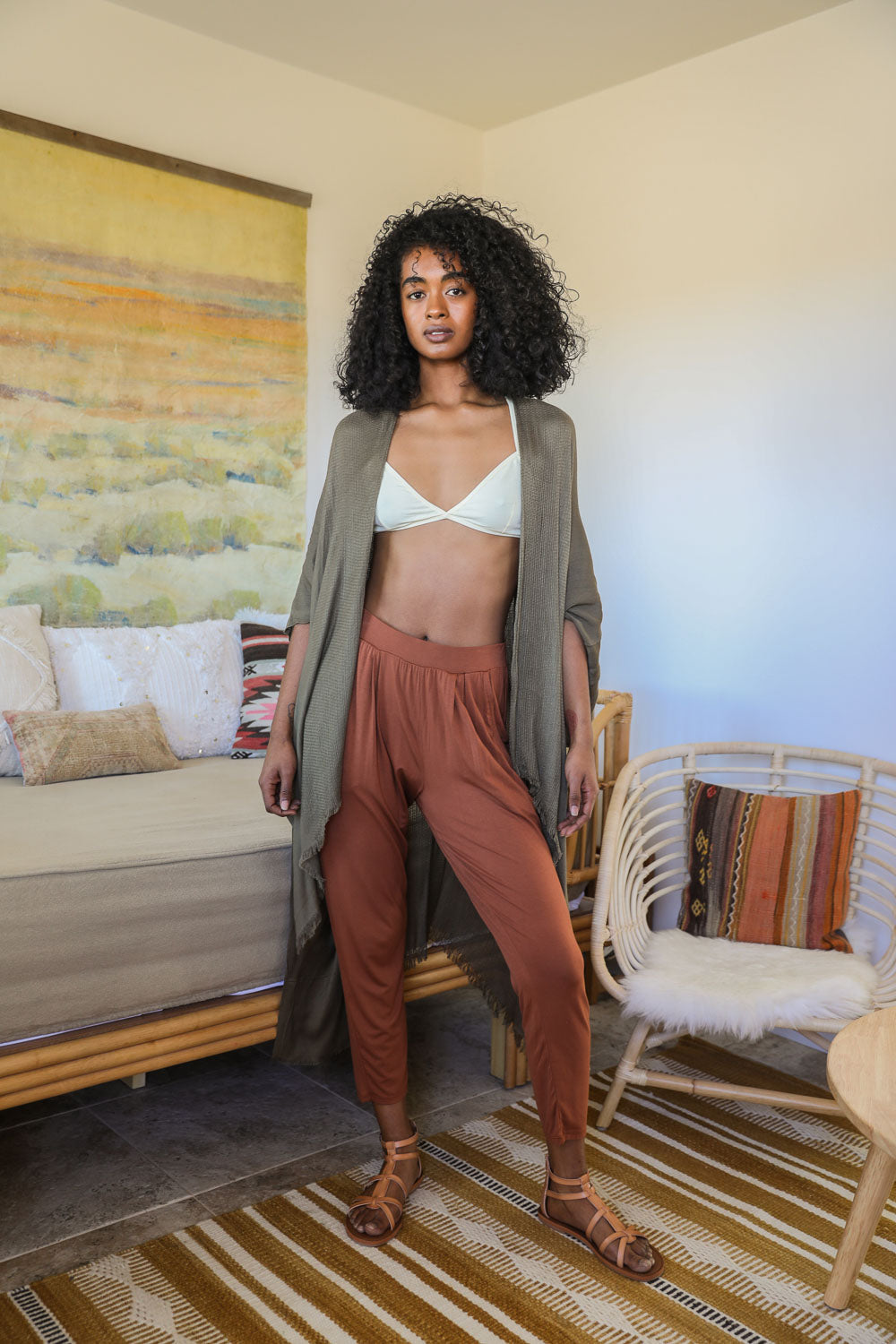 Frayed Trim Kimono-Soul Flow Apparel