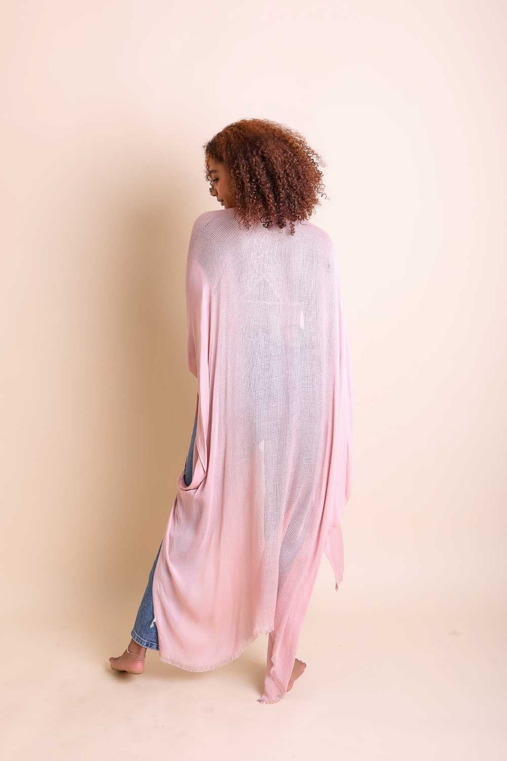 Frayed Trim Kimono-Soul Flow Apparel