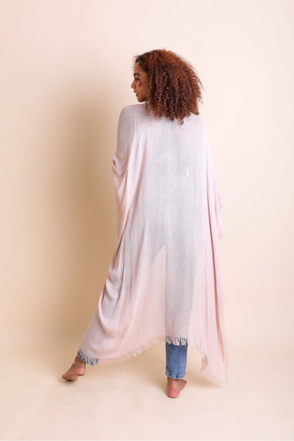Frayed Trim Kimono-Soul Flow Apparel