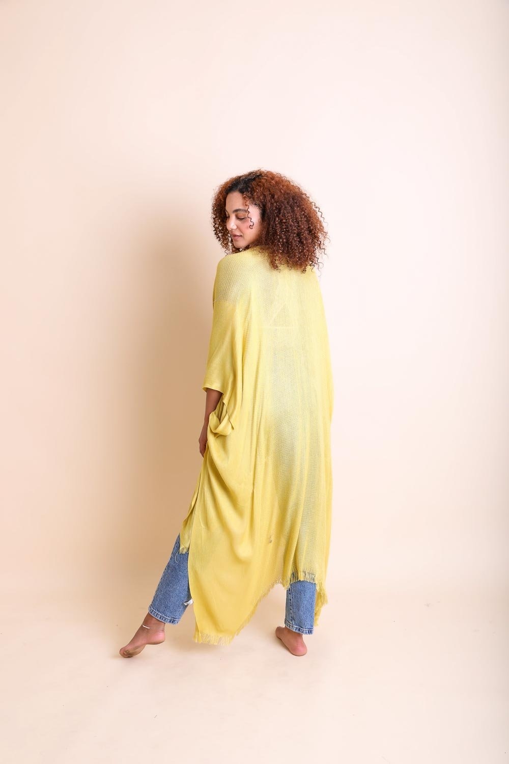 Frayed Trim Kimono-Soul Flow Apparel