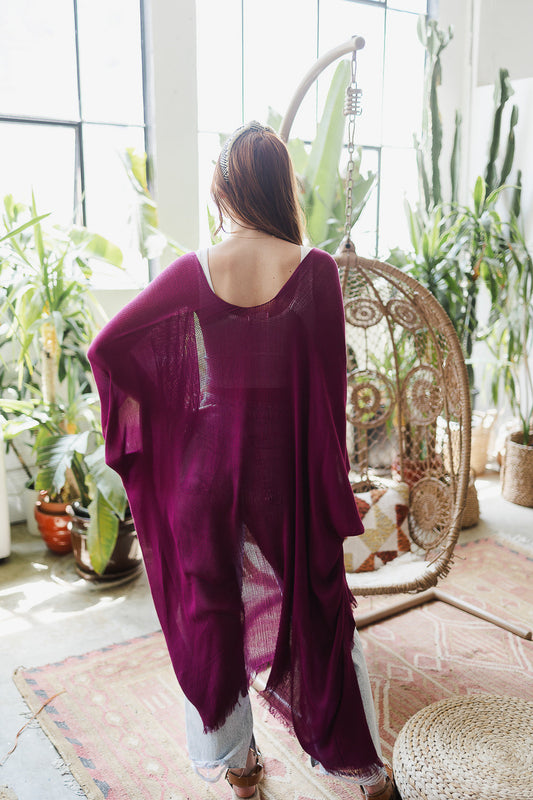 Soul Flow Apparel | Boho Spring Frayed Trim Kimono