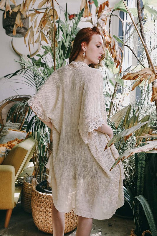Sunshine Lace Trim Kimono-Soul Flow Apparel