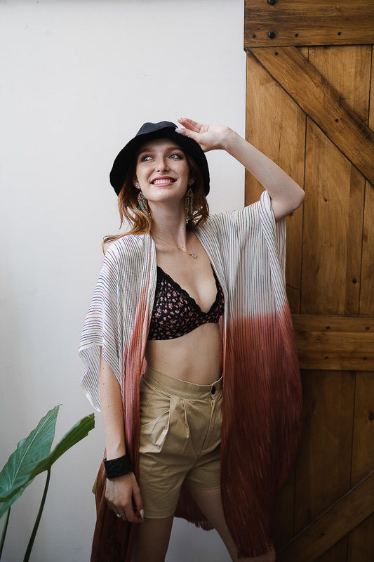 Kimono - Ombre Vertical Stitched Kimono