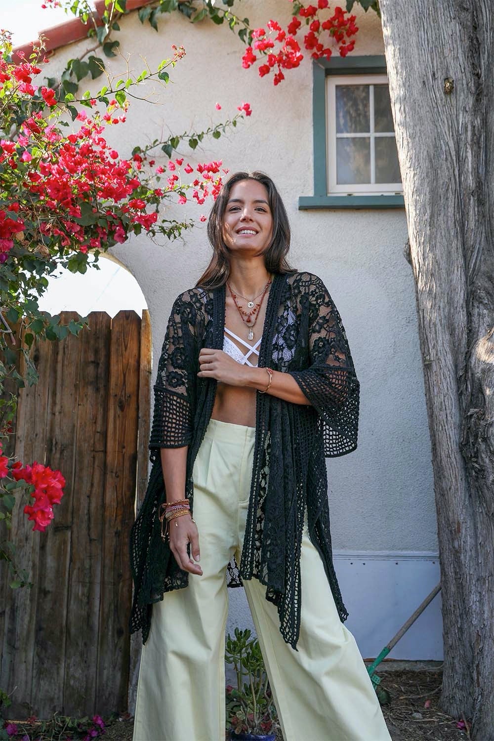 Open Front Floral Knit Kimono – Casual Elegance-Soul Flow Apparel
