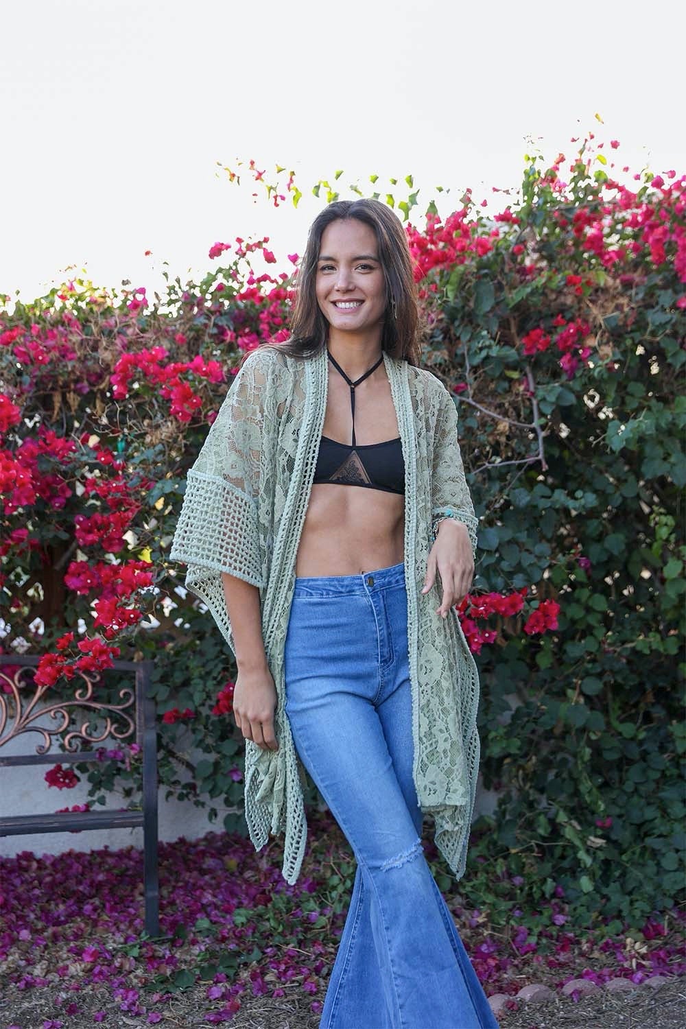 Open Front Floral Knit Kimono – Casual Elegance-Soul Flow Apparel