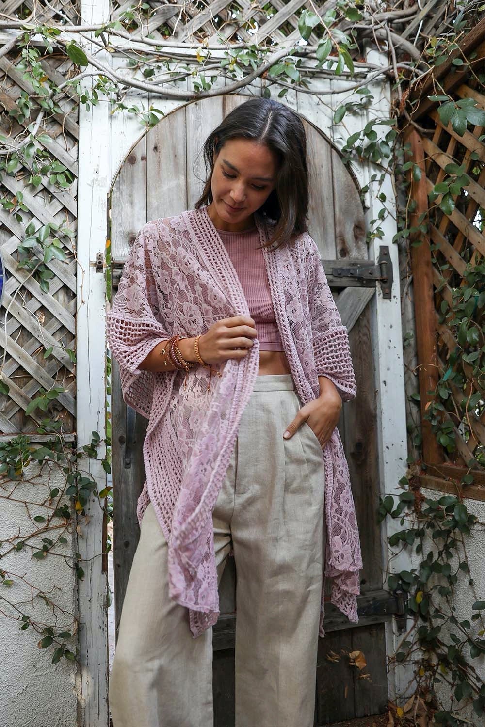 Open Front Floral Knit Kimono – Casual Elegance-Soul Flow Apparel