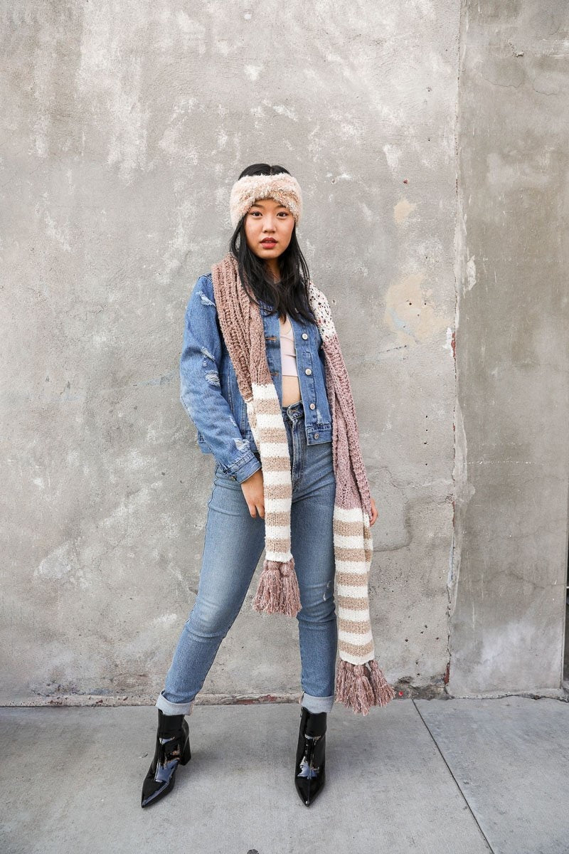 Boho Speckle Stripe Tassel Scarf-Soul Flow Apparel