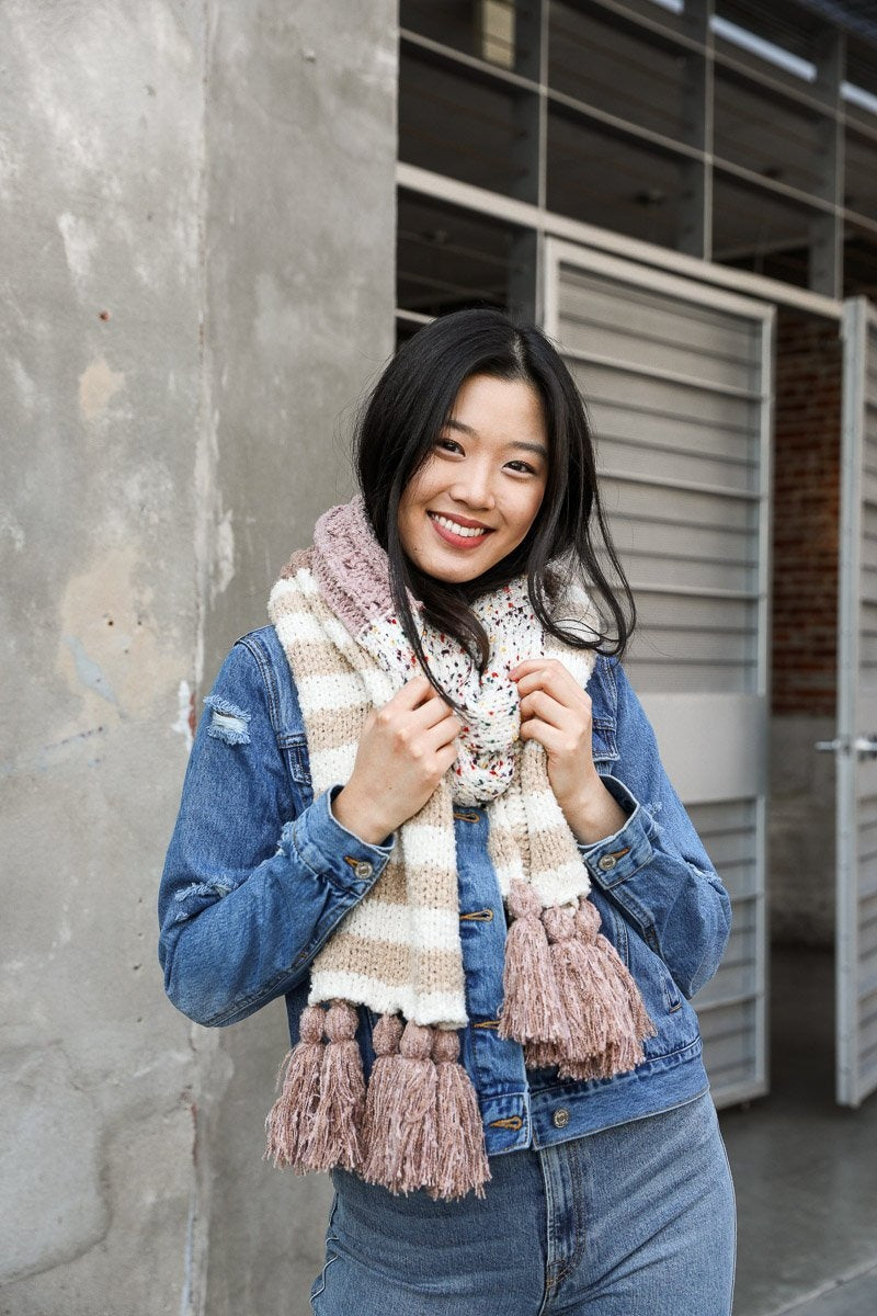 Boho Speckle Stripe Tassel Scarf-Soul Flow Apparel