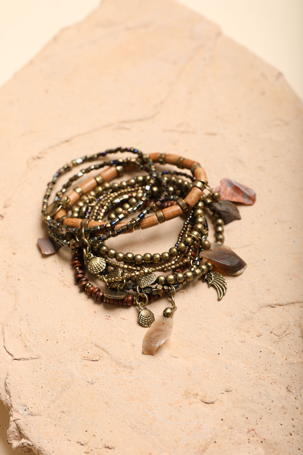 Boho Stone & Bead Stack Bracelet-Soul Flow Apparel