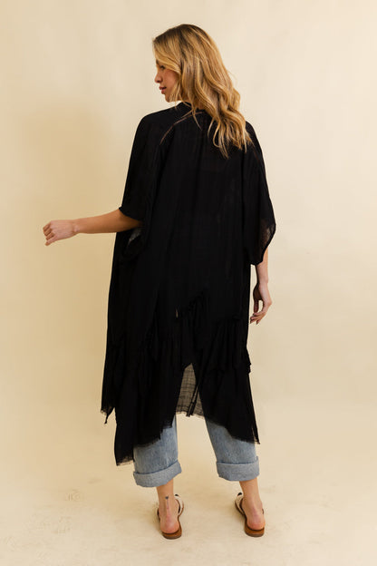 Solid Ruffle Edge Bohemian Kimono-Soul Flow Apparel