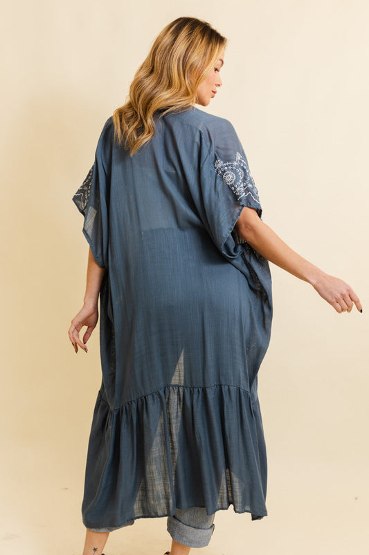 Soul Flow Apparel | Boho Boho Tribal Embroidered Longline Kimono