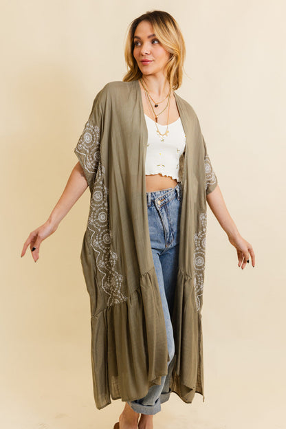 Boho Tribal Embroidered Longline Kimono Leto Collection