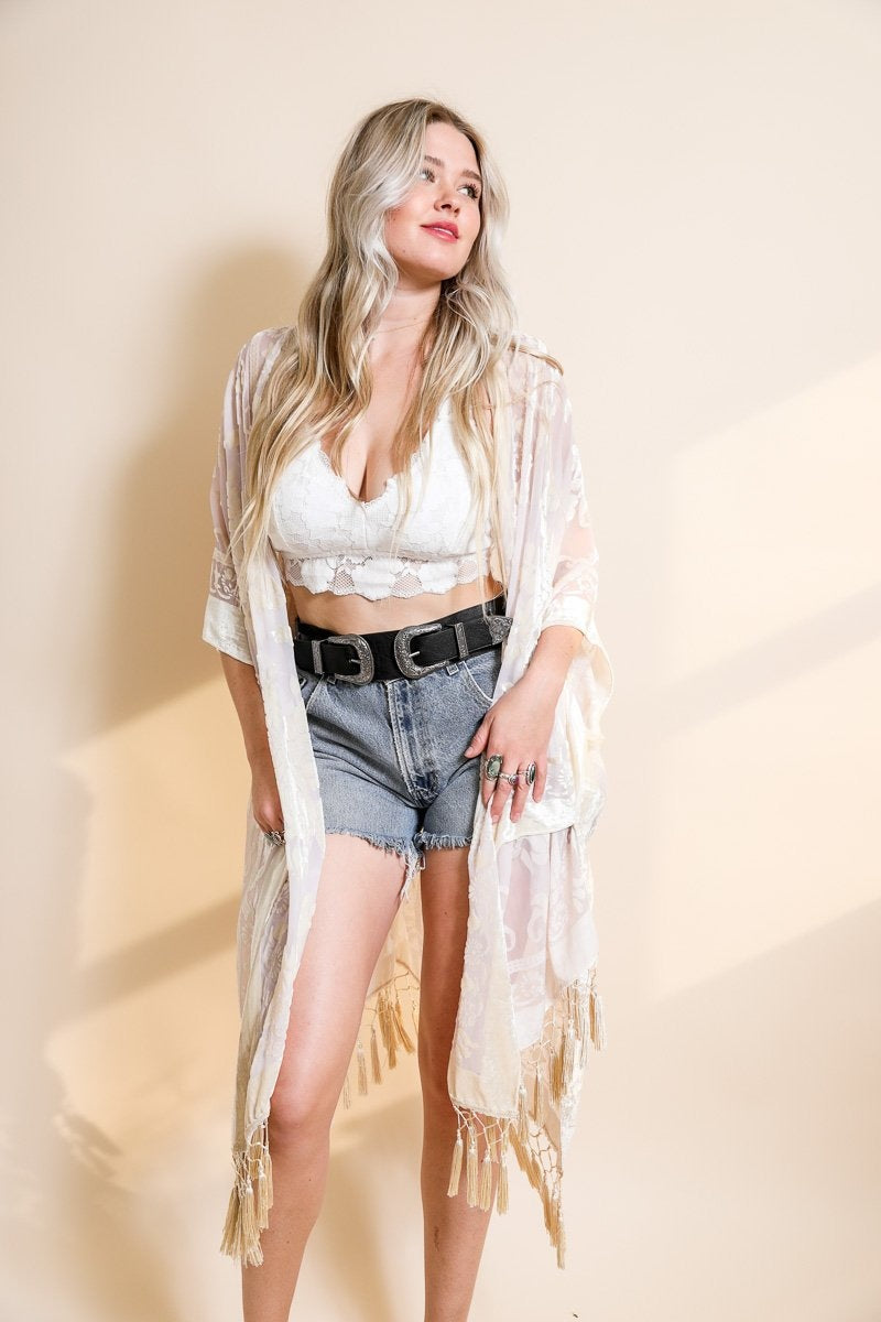 Velvet Mesh Tapestry Kimono-Soul Flow Apparel