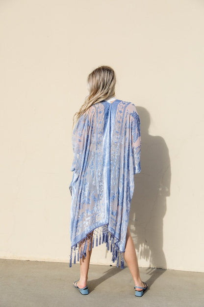 Velvet Mesh Tapestry Kimono-Soul Flow Apparel