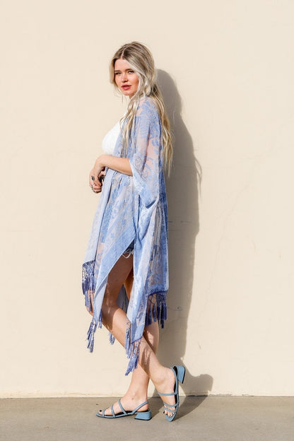 Velvet Mesh Tapestry Kimono-Soul Flow Apparel