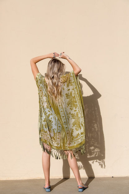 Velvet Mesh Tapestry Kimono-Soul Flow Apparel